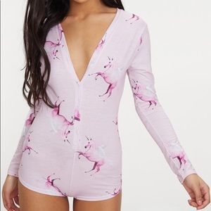PRETTYLITTLETHING Unicorn Pink PJ Romper